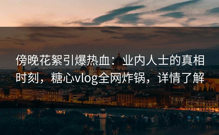 傍晚花絮引爆热血：业内人士的真相时刻，糖心vlog全网炸锅，详情了解