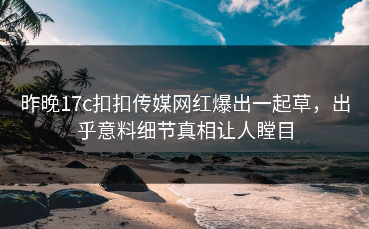 昨晚17c扣扣传媒网红爆出一起草，出乎意料细节真相让人瞠目