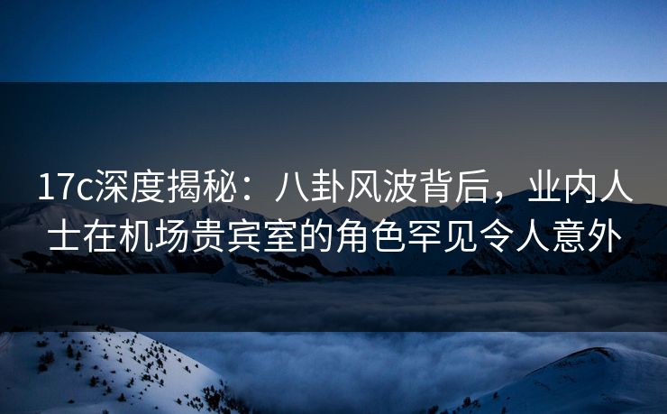 17c深度揭秘：八卦风波背后，业内人士在机场贵宾室的角色罕见令人意外