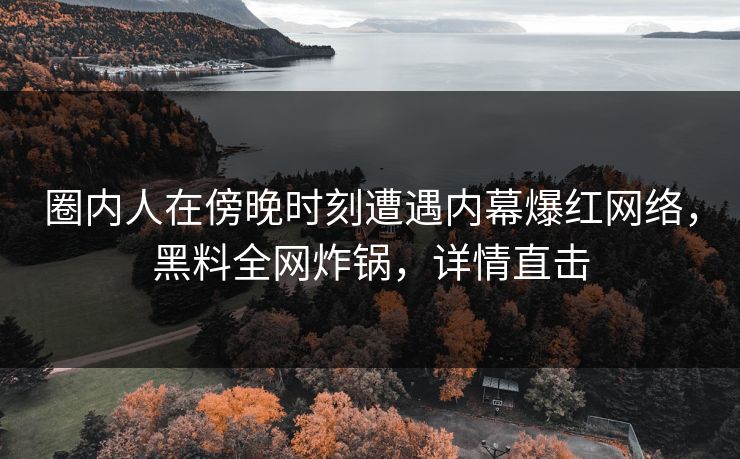 圈内人在傍晚时刻遭遇内幕爆红网络，黑料全网炸锅，详情直击