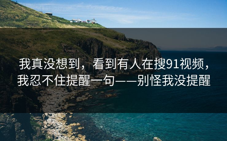我真没想到，看到有人在搜91视频，我忍不住提醒一句——别怪我没提醒