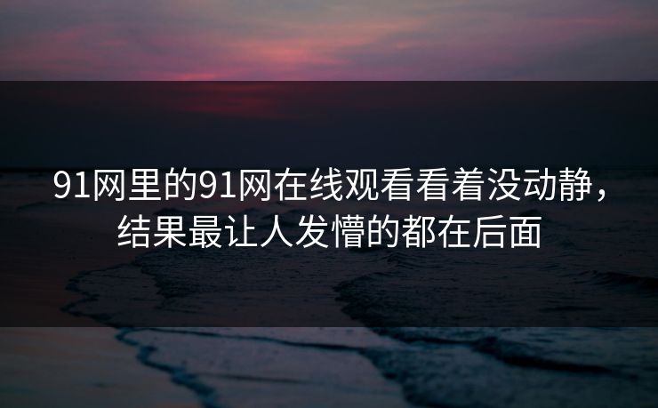 91网里的91网在线观看看着没动静,结果最让人发懵的都在后面